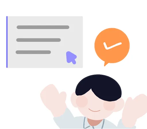 担当者がクリックだけでフォームを作成できて喜んでいるイラスト